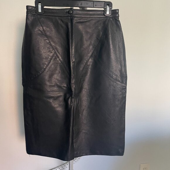 Vintage Black Leather Skirt size 6 - Picture 2 of 4
